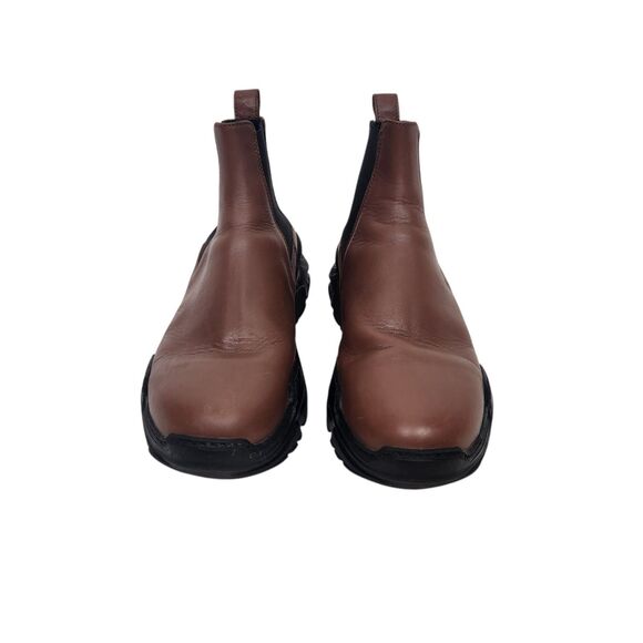 TIBI Boots Womens 9.5-10 Brown Black Diego Chelsea Leather Bootie Shoes Chunky - Picture 3 of 10